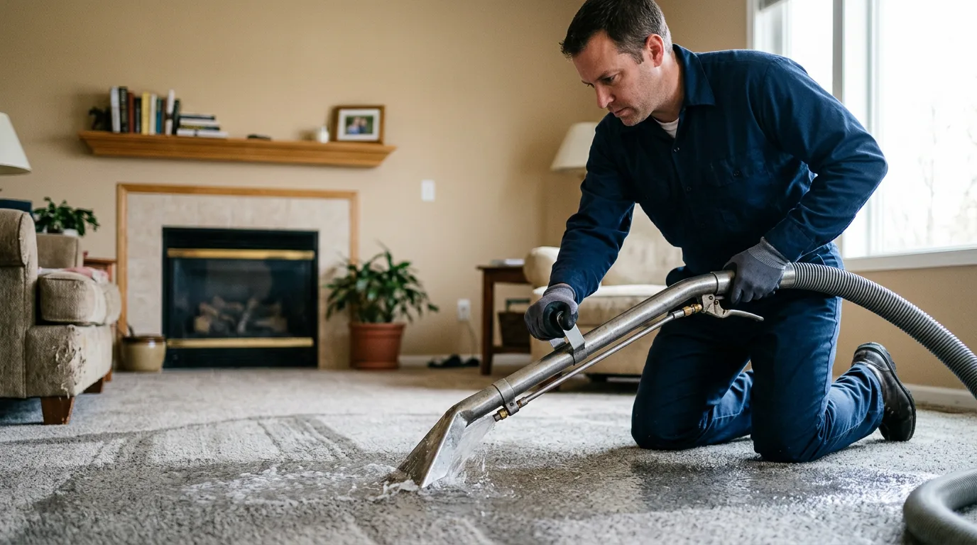 Water damage restoration technician working near Erie, KS